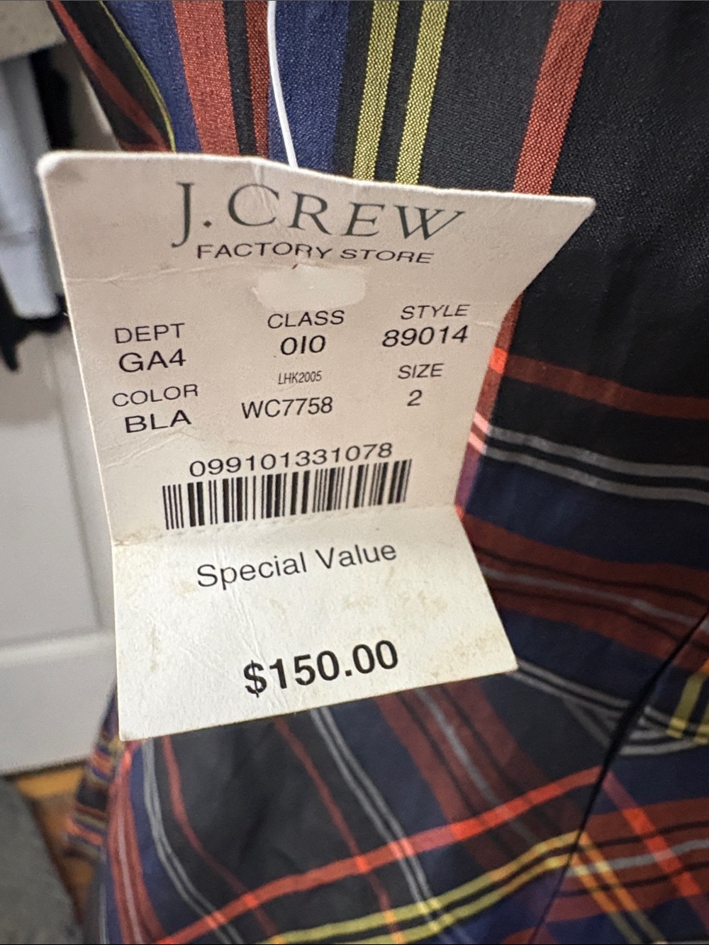NWT Vintage J.Crew Silk Taffeta Tartan Strapless Holiday 2006 Dress - Size 2 - Picture 2 of 8
